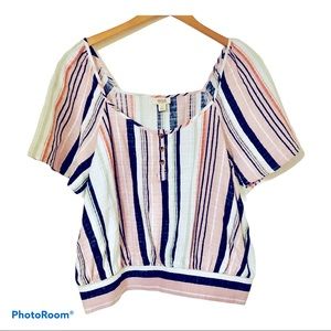NWT a.n.a Women’s Striped Crop Top Size L